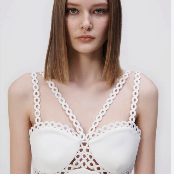 SIMKHAI Crepe Ring  Dress White Sz 0 - Picture 3 of 3